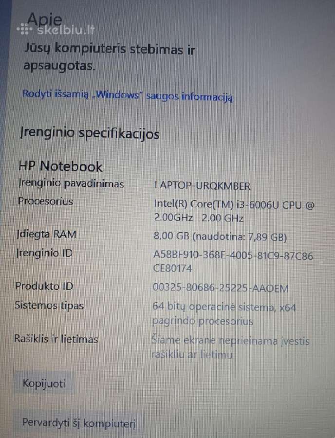 Hp. i3. 256 GB. 8 RAM. - nuotraukos Nr. 2