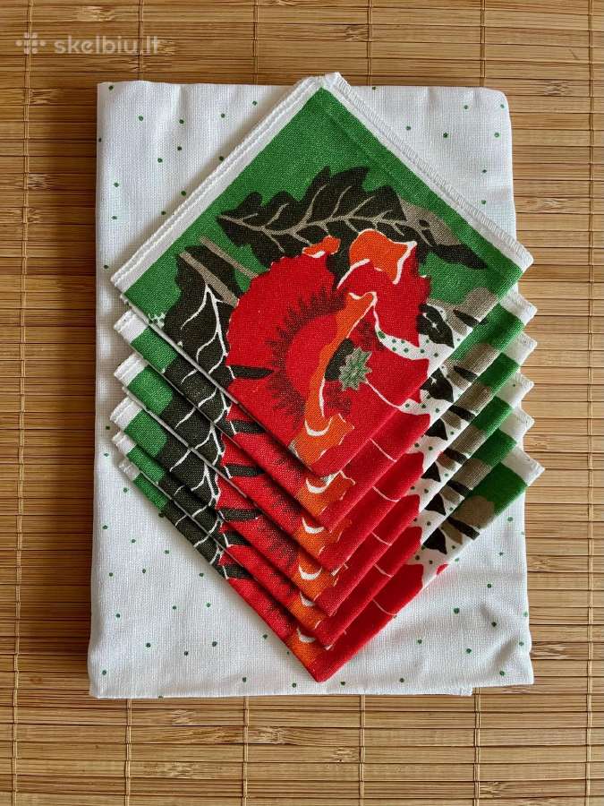 Vintažinių lininių servetėlių komplektas