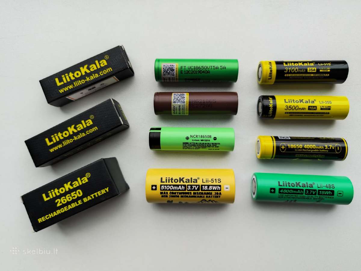 Liitokala 18650 26650 21700 baterijos, krovikliai - nuotraukos Nr. 2