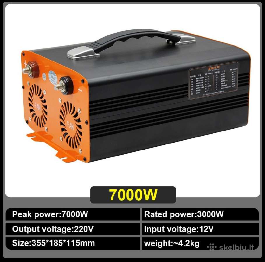 Įtampos keitiklis– inverteris 12v-220v 7000w 9000w - nuotraukos Nr. 2