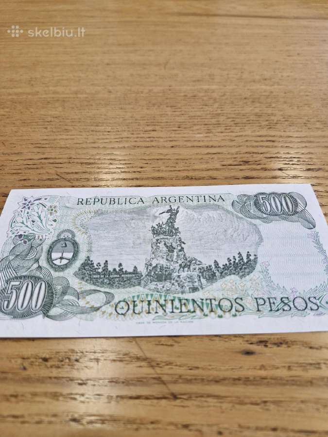 Argentina 500 Pesų 1977-82m. Unc - nuotraukos Nr. 2