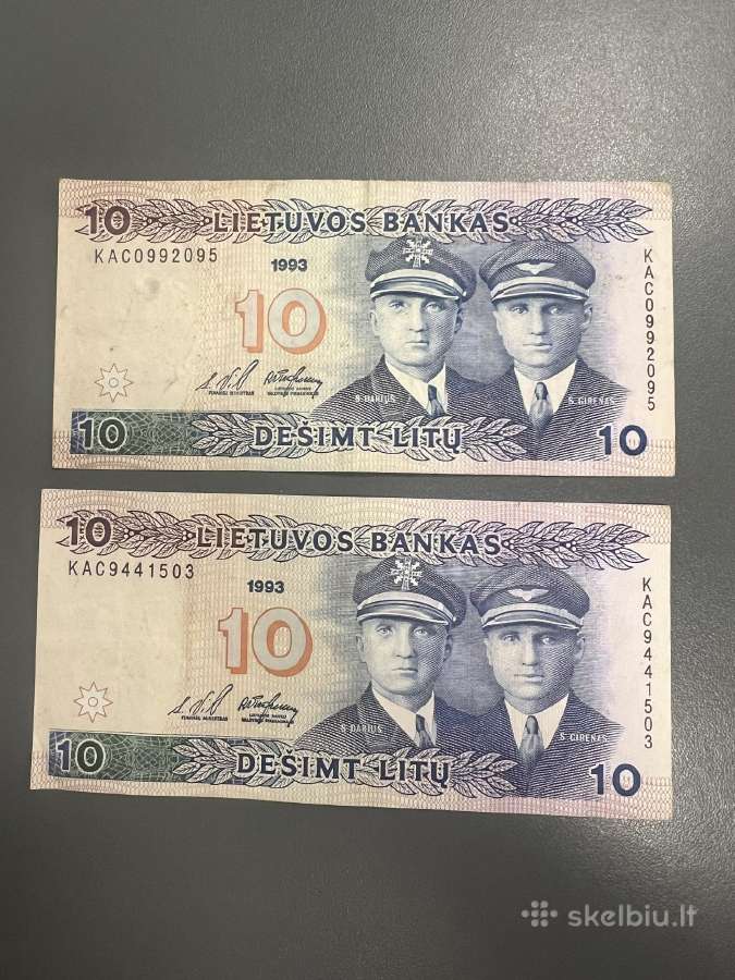10 litu 1993 metu banknotai
