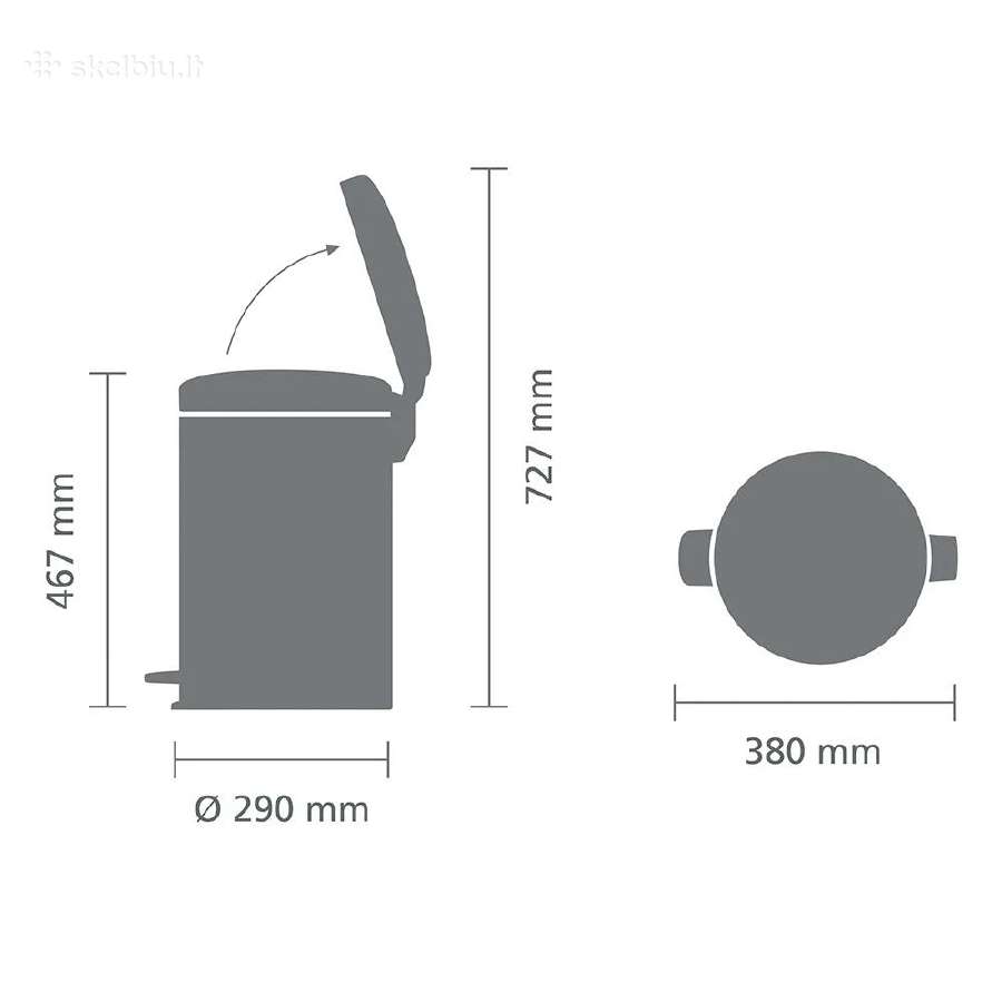 Balta šiukšliadėžė Brabantia Newicon, 20 litrų - nuotraukos Nr. 2