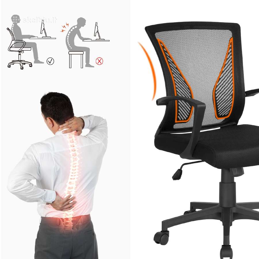 Nuolaidos% Ergonomiška biuro kėdė. Juodos spalvos. - nuotraukos Nr. 3