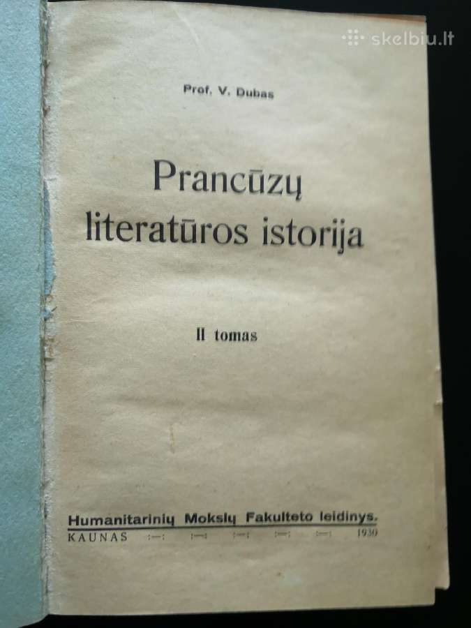 Prancūzų literatūros istorija II tomas 1930