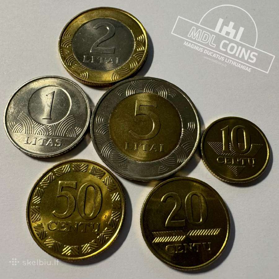 Lietuviškų 1998 ir 1999 metų Unc monetų komplektai