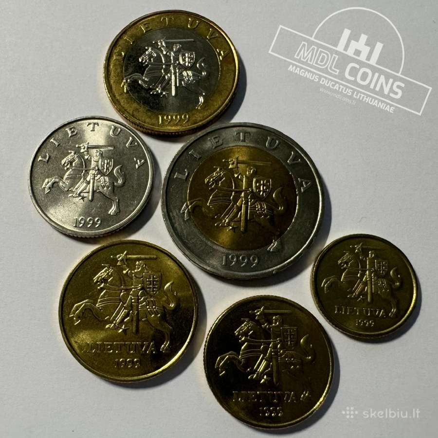 Lietuviškų 1998 ir 1999 metų Unc monetų komplektai - nuotraukos Nr. 5