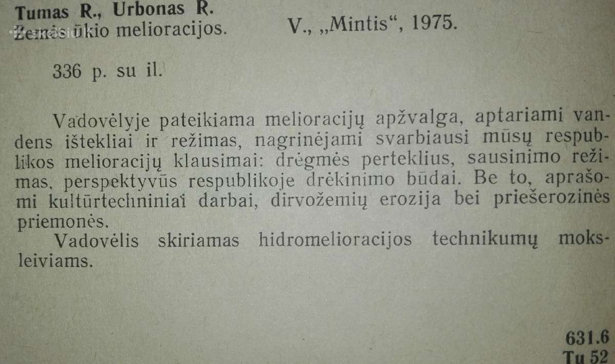 1373. Žemės Ūkio Melioracijos Tumas R. - nuotraukos Nr. 2