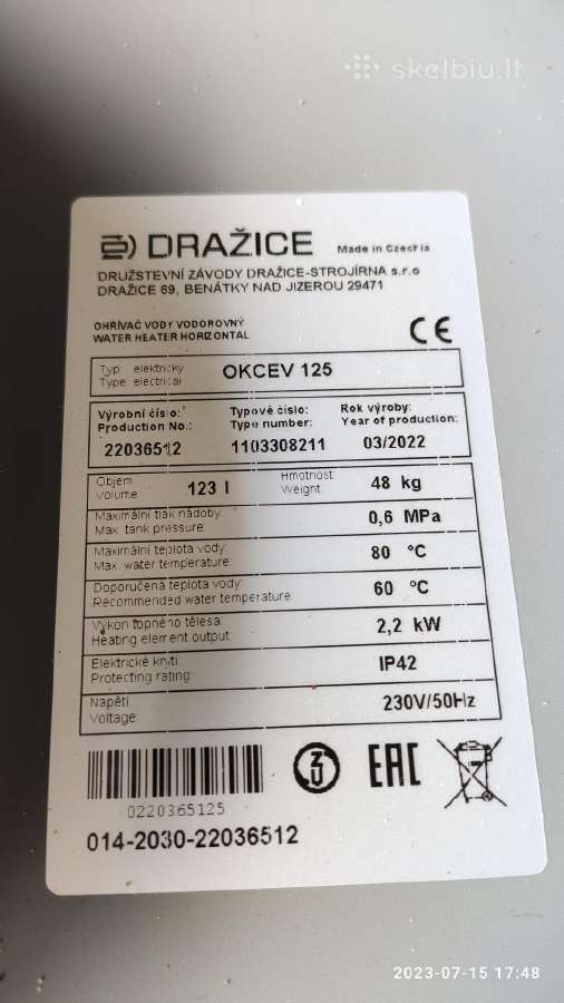 Naujas elektrinis boileris gulsčias