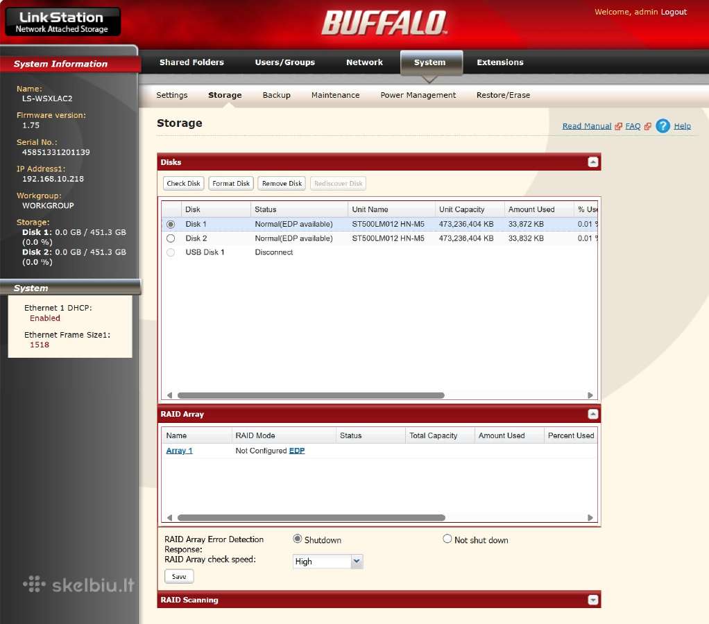 Tinklo saugykla Nas Buffalo Linkstation Mini 1tb - nuotraukos Nr. 6