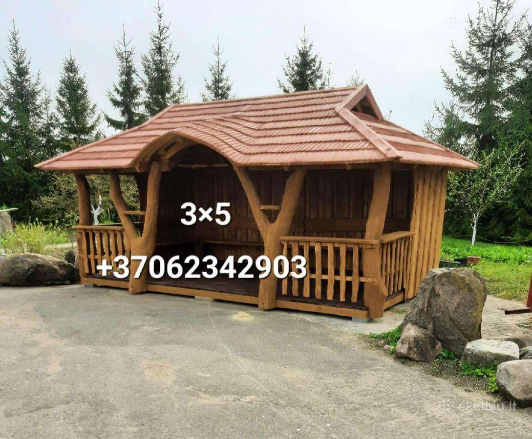 Pavėsinės, šulinio apdaila,vaikų žaidimų aikštelės - nuotraukos Nr. 2