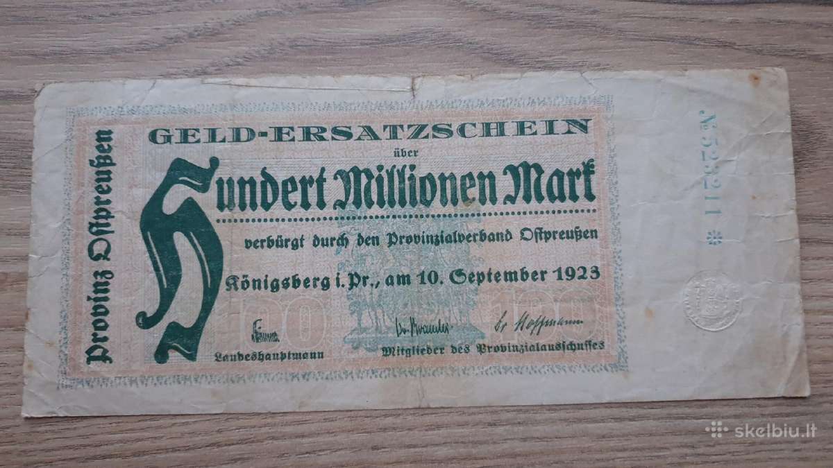 1923 m. Karaliaučius 100 000 milijonų markių