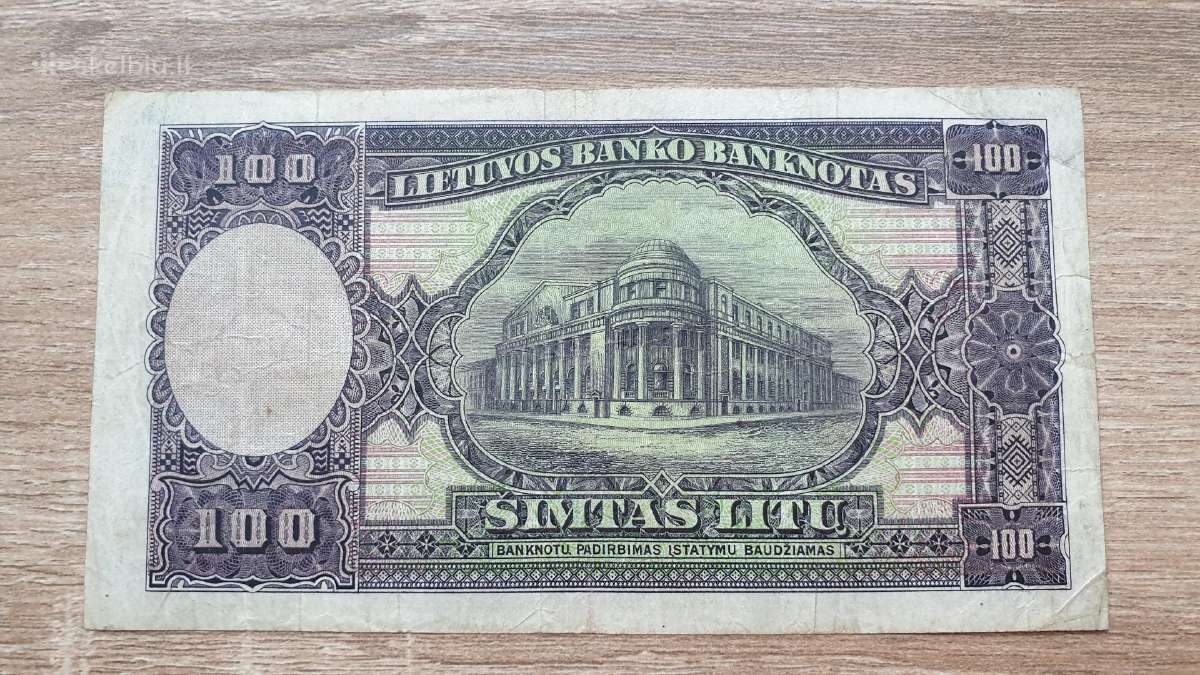 1928 m. smetoniškas 100 litų - nuotraukos Nr. 2