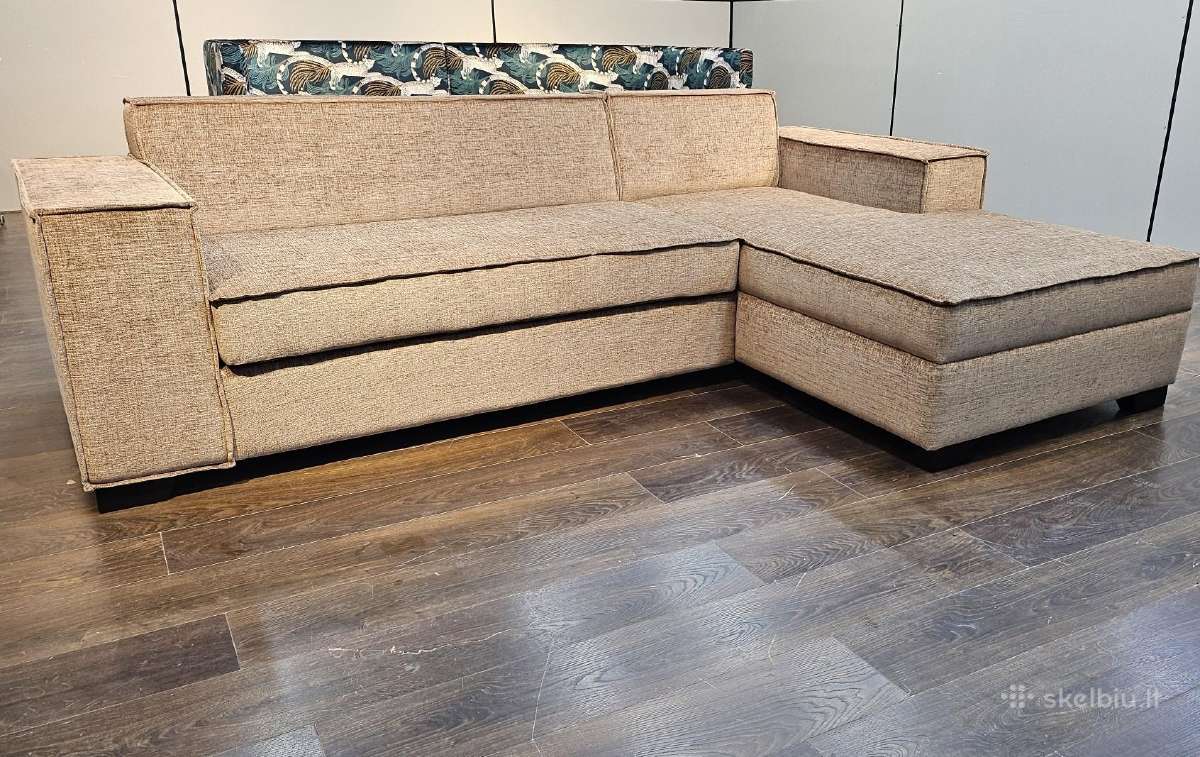 Kampinė sofa su miegama dalimi bei dėže patalynei. - nuotraukos Nr. 2