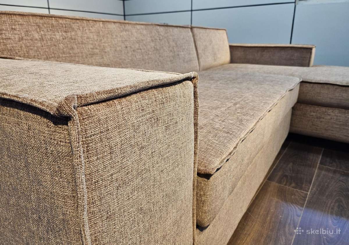 Kampinė sofa su miegama dalimi bei dėže patalynei. - nuotraukos Nr. 4