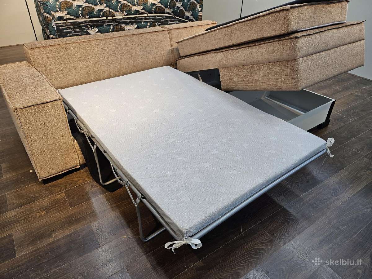 Kampinė sofa su miegama dalimi bei dėže patalynei. - nuotraukos Nr. 7
