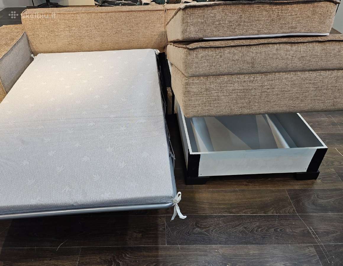 Kampinė sofa su miegama dalimi bei dėže patalynei. - nuotraukos Nr. 8