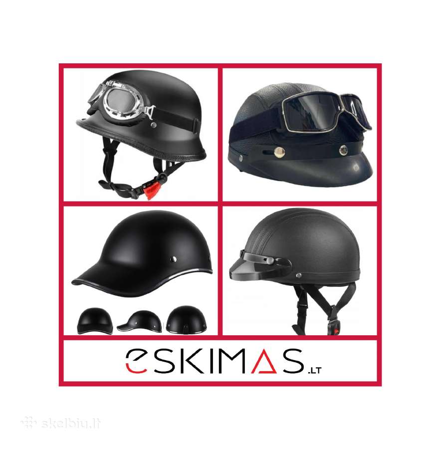 Retro motociklininko šalmas – atviro tipo 59-60cm