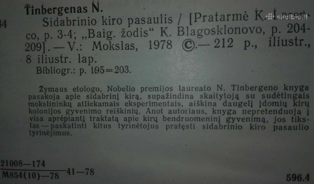 1463. Sidabrinio Kiro Pasaulis Tinbergenas N. - nuotraukos Nr. 8