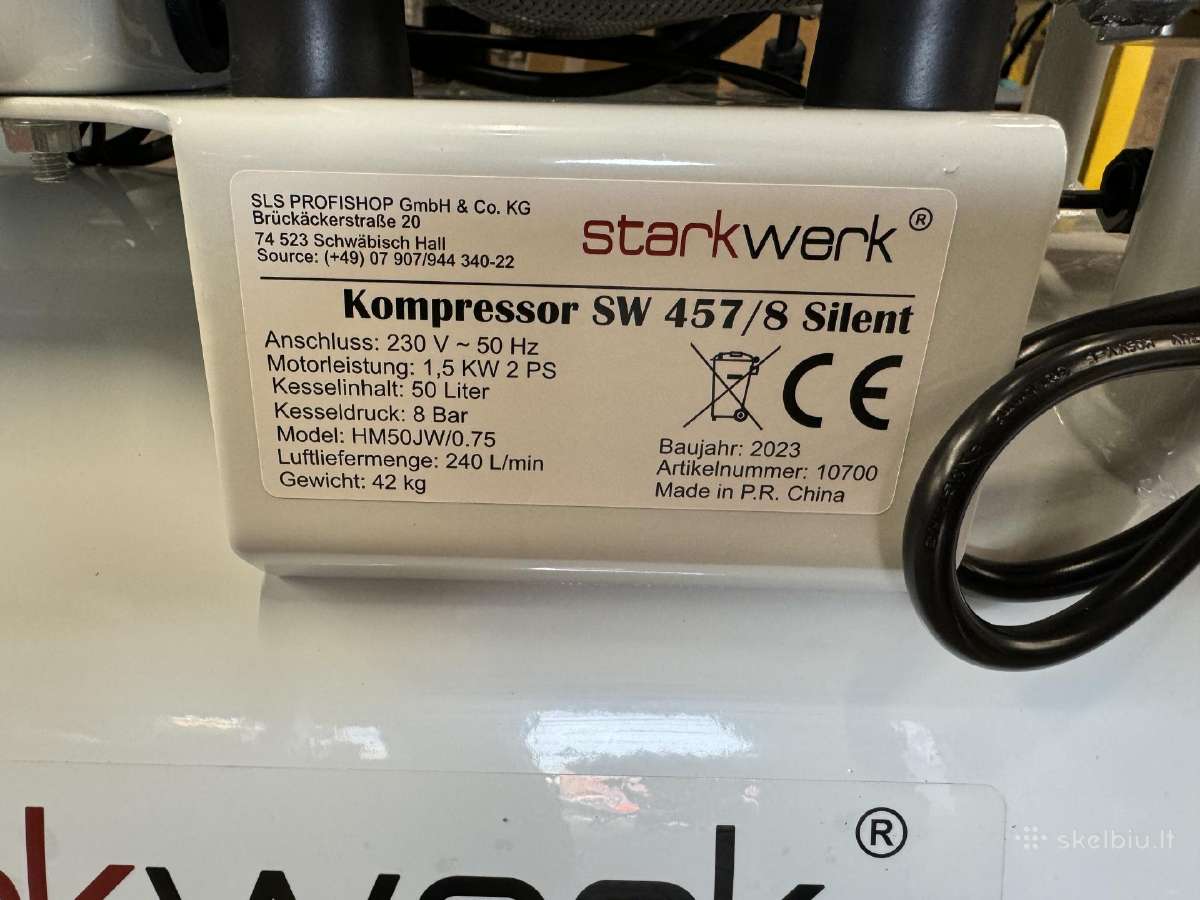 Kompresorius tylus 50l Starkwerk Sw 457/8 silent - nuotraukos Nr. 2
