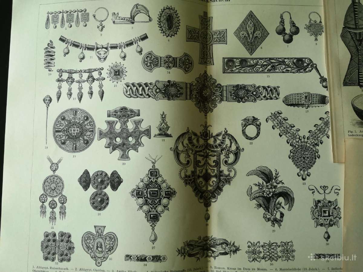 Papuošalai litografijos senos - nuotraukos Nr. 2