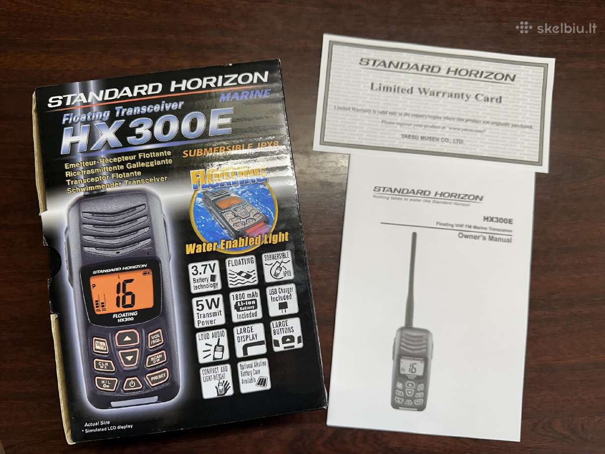 Standard Horizon Hx300e Vhf, nešiojamasis Radijas