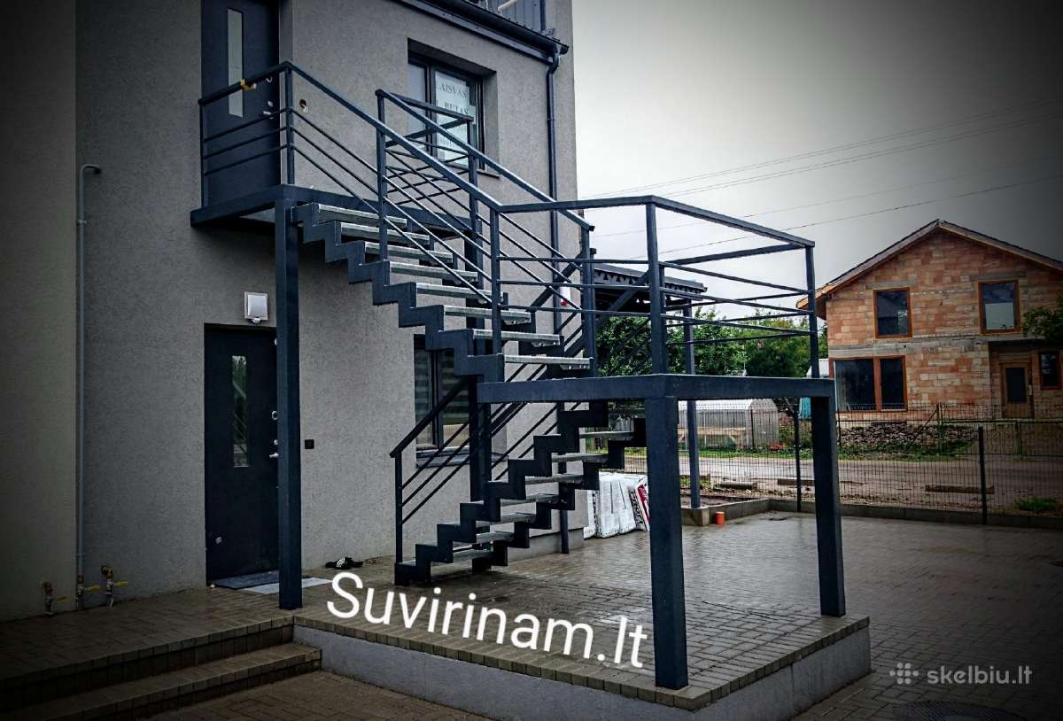 Lauko laiptai, metaliniai laiptai, turėklai. - nuotraukos Nr. 8