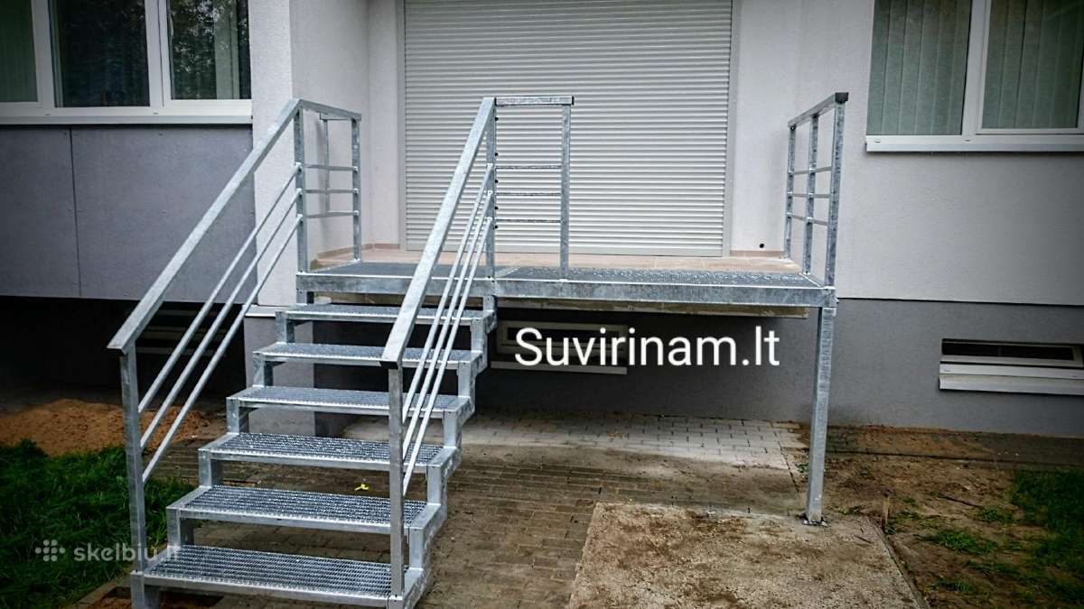 Lauko laiptai, metaliniai laiptai, turėklai. - nuotraukos Nr. 9