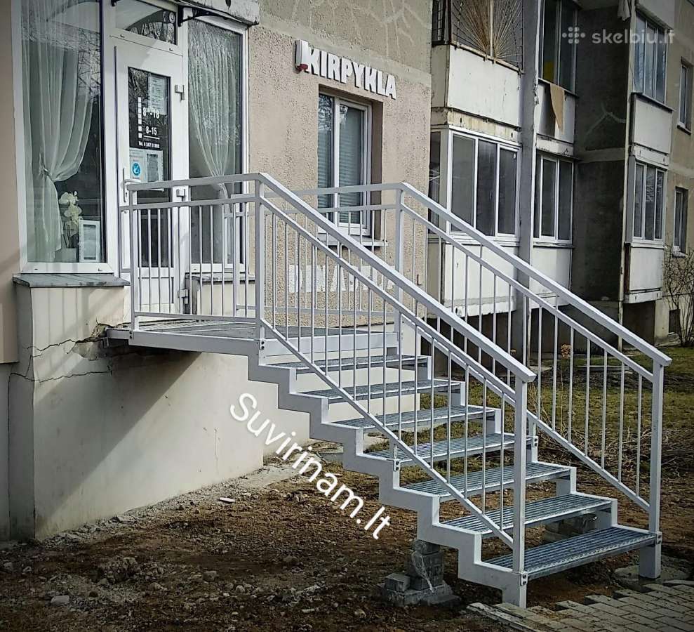 Lauko laiptai, metaliniai laiptai, turėklai. - nuotraukos Nr. 15