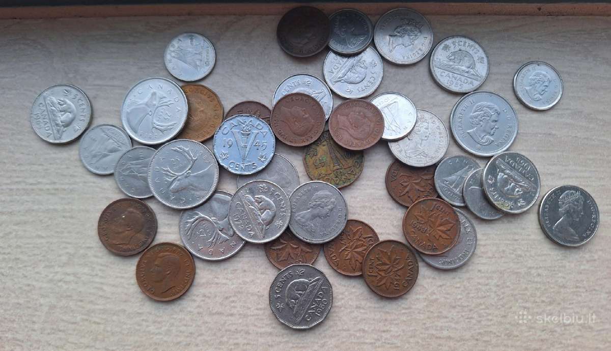 Smulkių Kanados ir sovietų monetų mišrainė