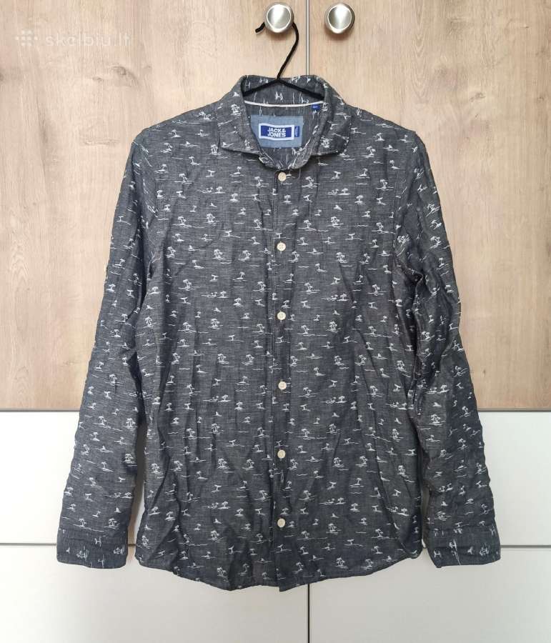 „jack&jones“ pilki medvilnės su linu marškiniai - nuotraukos Nr. 2