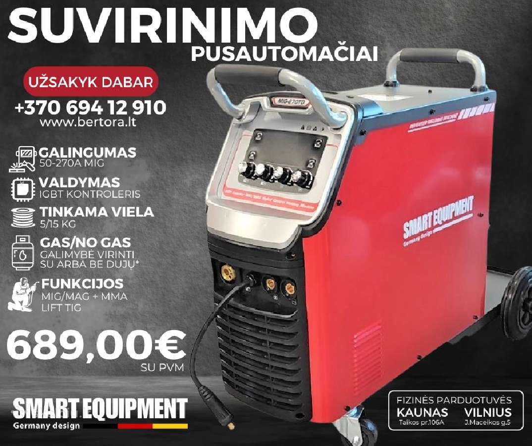Suvirinimo pusautomačiai 270a - 689,00 Eur su PVM