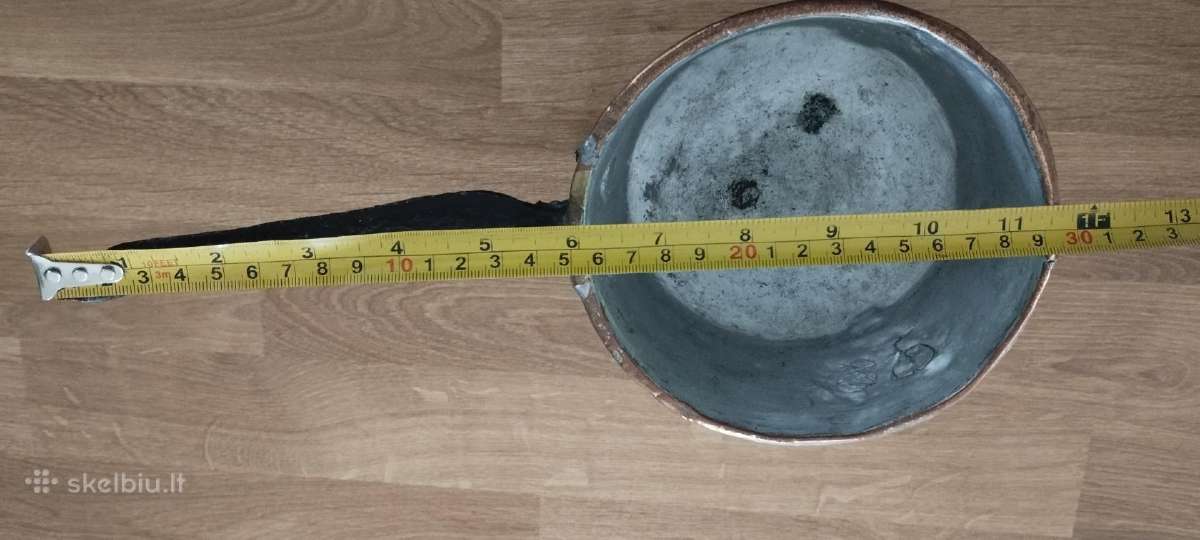 Vintažinis indas ant trijų kojelių su rankena - nuotraukos Nr. 4