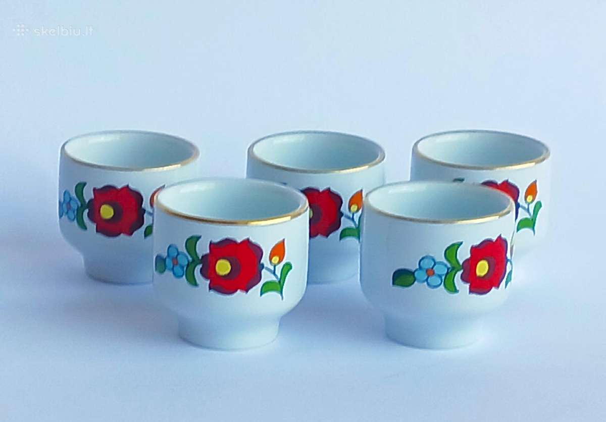 Porcelianas Kalocsa 5 maži puodeliai Vengrija 1980 - nuotraukos Nr. 2