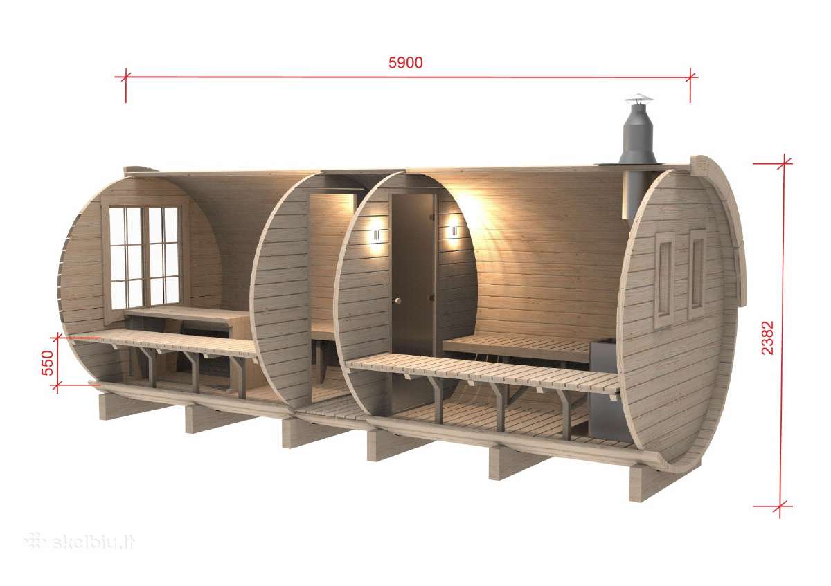 Apvali sauna 6m lauko mobili pirtis - nuotraukos Nr. 7