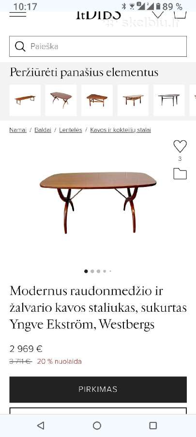 Yngve Ekström raudonmedžio kavos staliukas 1955m - nuotraukos Nr. 2