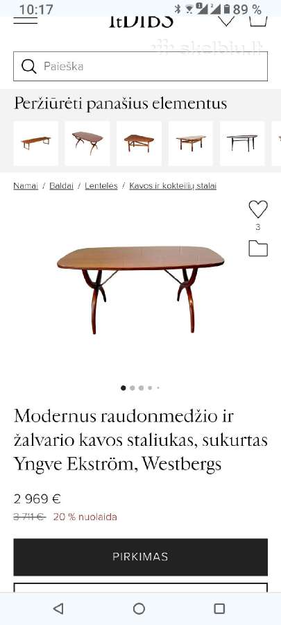 Yngve Ekström raudonmedžio kavos staliukas 1955m - nuotraukos Nr. 16