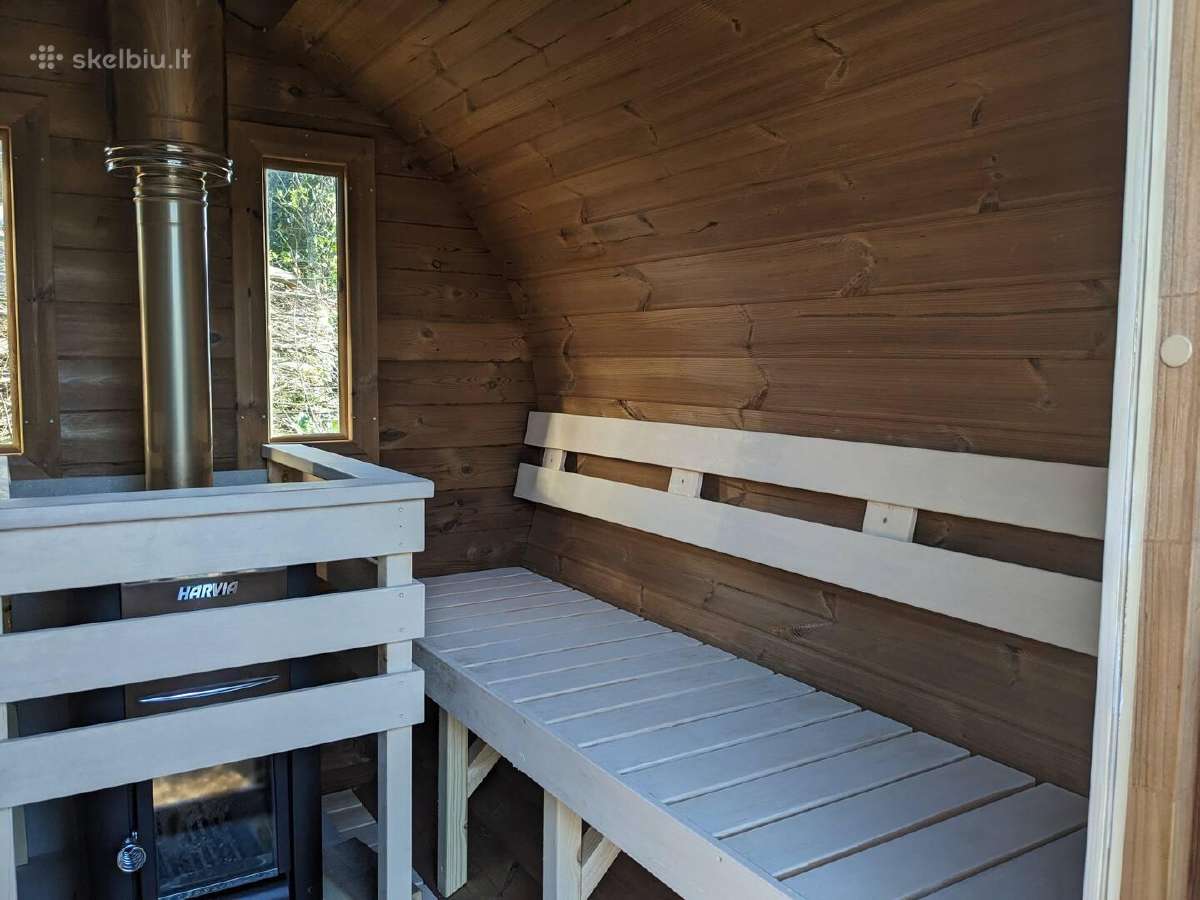 Apvali Lauko pirtis-sauna iš termo medienos 2,4m - nuotraukos Nr. 6