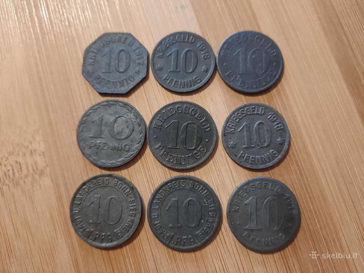 10 pfennig feningai 1917 - 1919 Vokietija