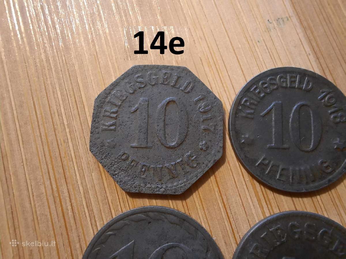 10 pfennig feningai 1917 - 1919 Vokietija - nuotraukos Nr. 3