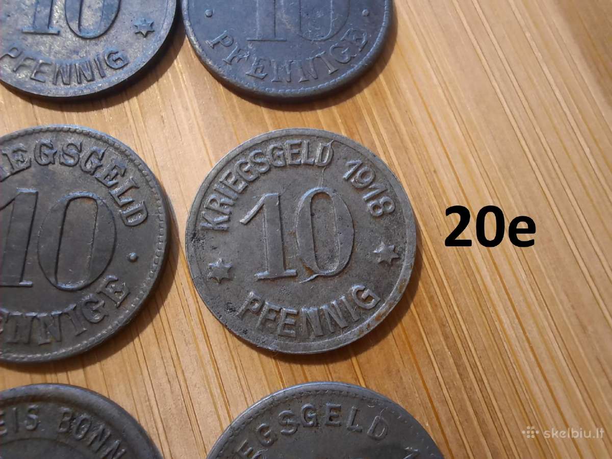 10 pfennig feningai 1917 - 1919 Vokietija - nuotraukos Nr. 9