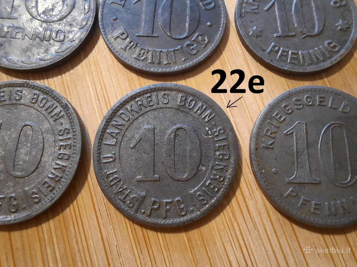 10 pfennig feningai 1917 - 1919 Vokietija - nuotraukos Nr. 17