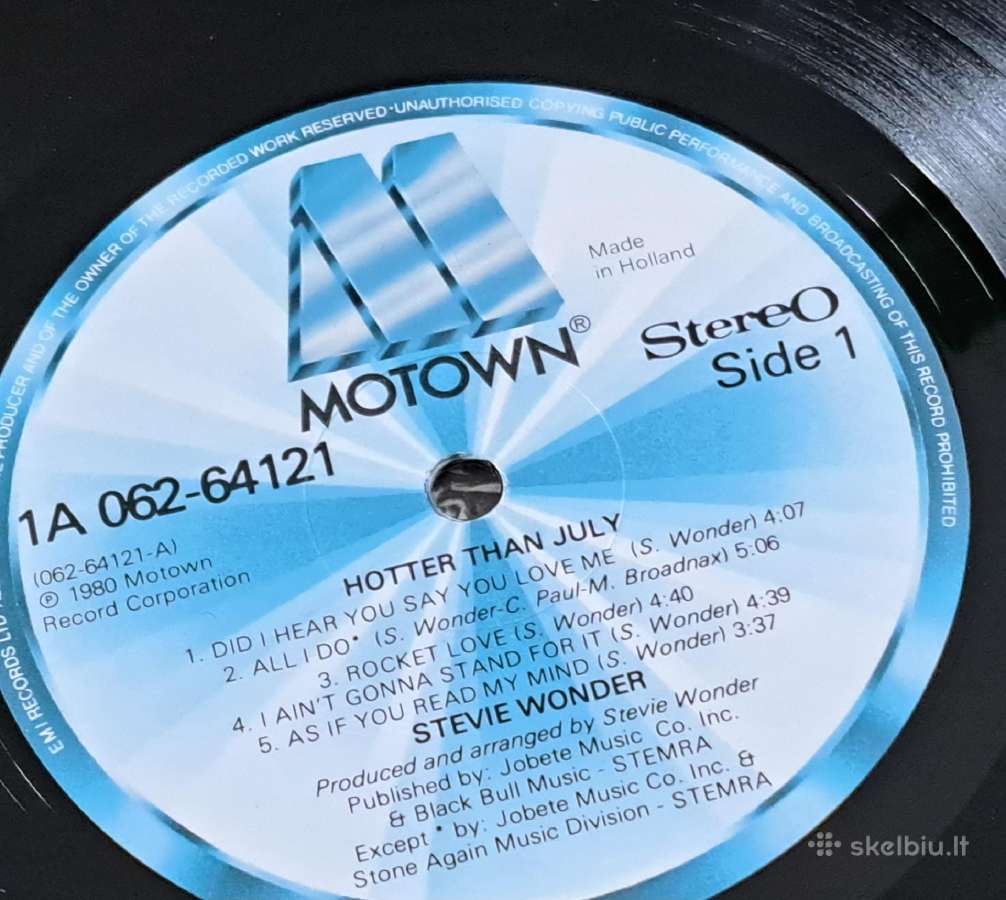 Vinilas Stevie Wonder Hotter than July (1980) - nuotraukos Nr. 6