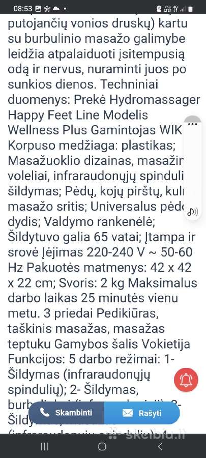 Parduodama masažinė kojų vonelė si infraraudonūjų - nuotraukos Nr. 4
