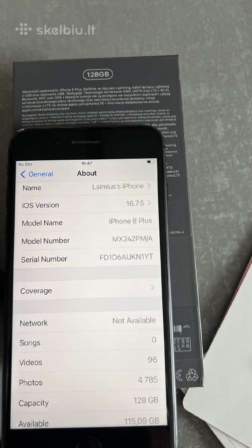 iPhone 8 plus Space Grey 128gb - nuotraukos Nr. 5