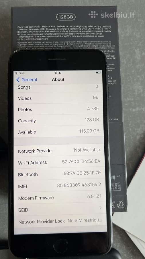 iPhone 8 plus Space Grey 128gb - nuotraukos Nr. 6