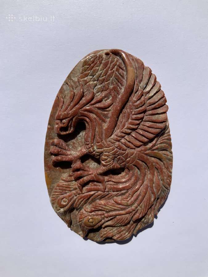 Jaspio pakabukas, Feniksas, mineralas, akmuo.