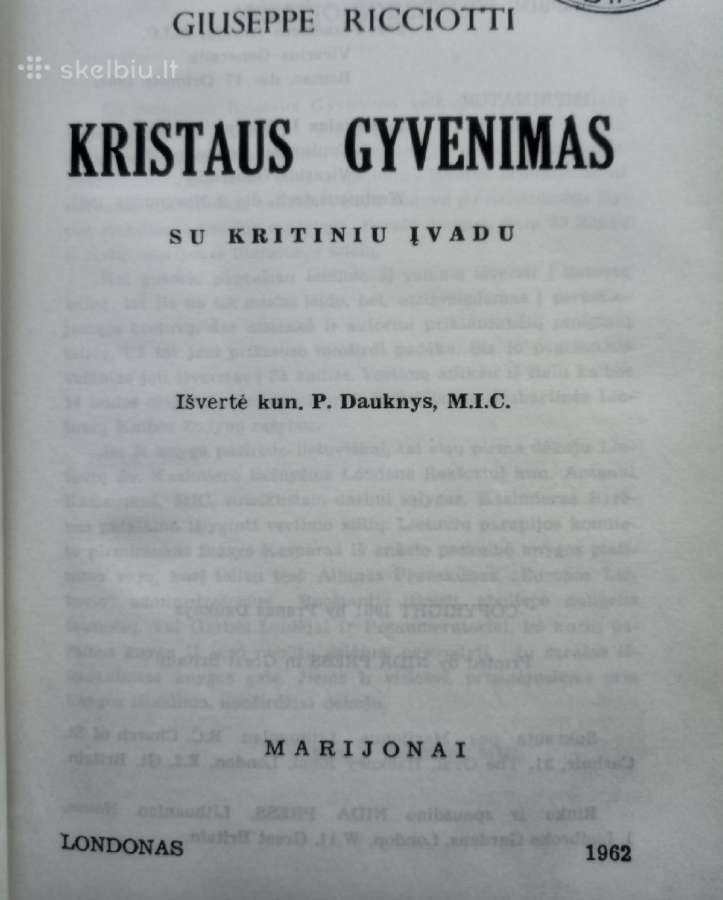 -Giuseppe Ricciotti Kristaus gyvenimas 1962 m.