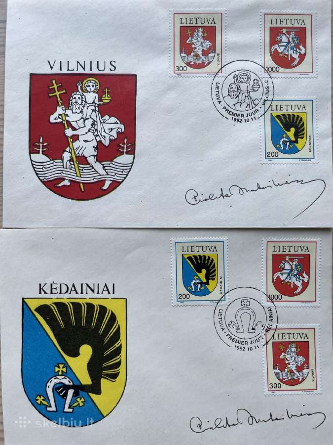 1992 m. Lietuviški pirmosios dienos vokai - nuotraukos Nr. 2