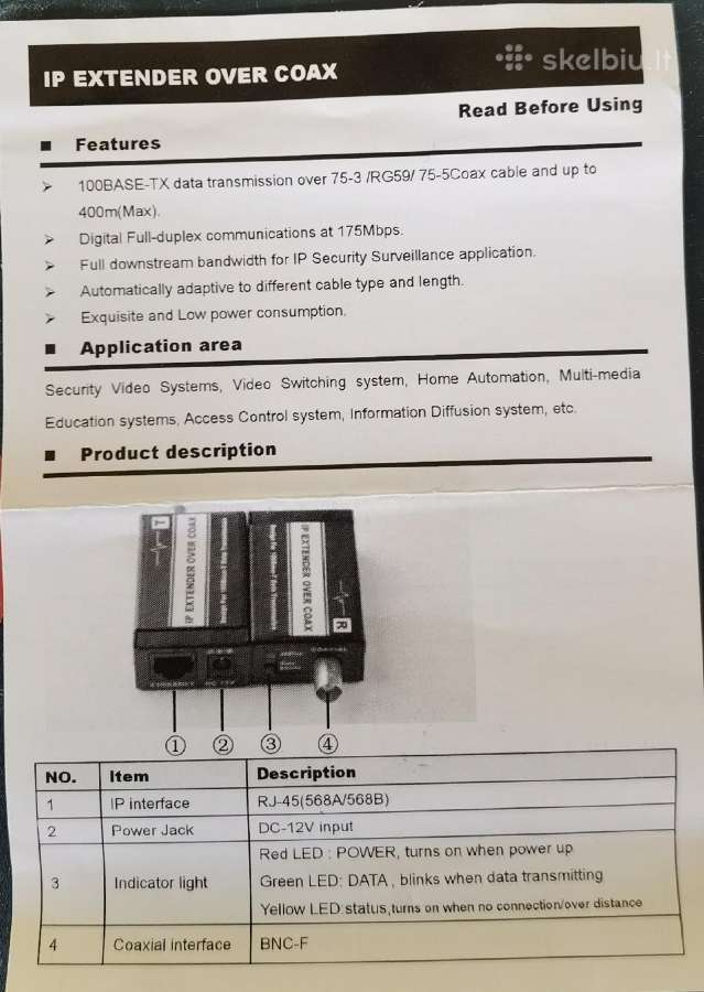 Ip prailgintuvai per Coax kabeli. Liko nepanaudoti - nuotraukos Nr. 6